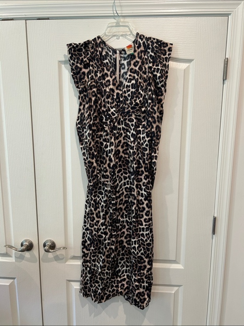 FARM Rio Leopard-Print Midi Dress in Black and Cream